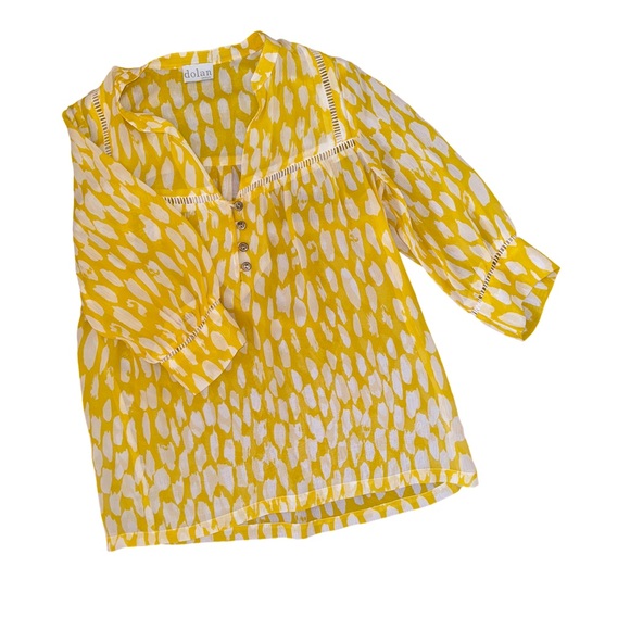 Anthropologie Dolan Yellow White Silk Blouse - Picture 9 of 9